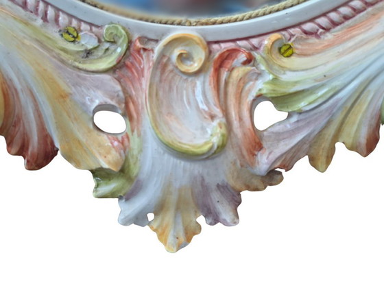 Image 1 of Magnificent Art Mirror in Polychrome Ceramic – Maria Pegoraro for Riccardo Capuzzo Bassano – 1950