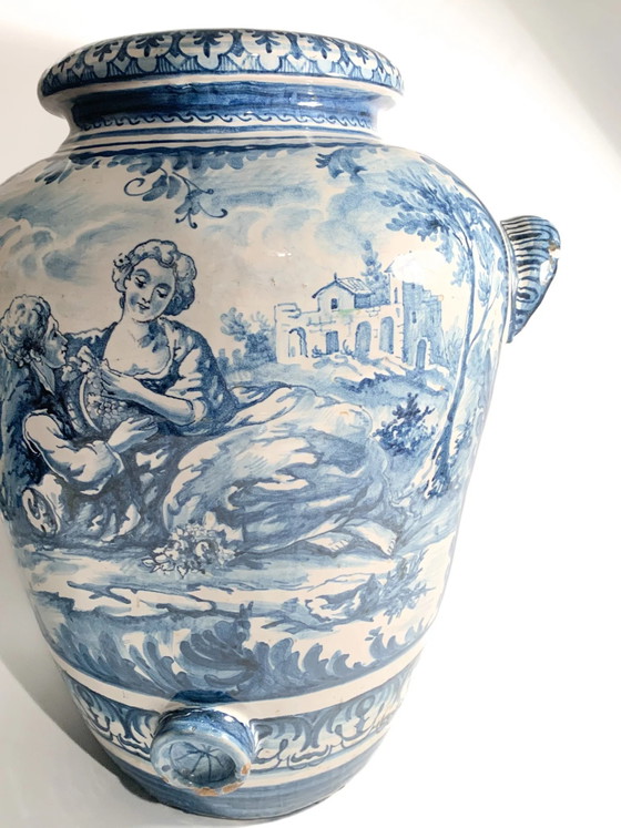 Große handbemalte Savona Keramik Vase, 1725 – Vasen (photo 2 of 13)