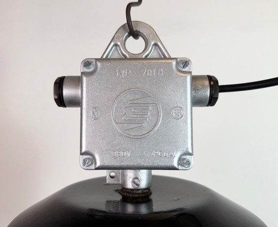 Image 1 of Large Black Industrial Factory Pendant Lamp from Elektrosvit, 1960s