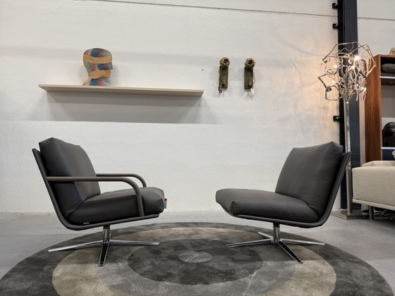 Image 1 of 2 fauteuils pivotants Leolux Kudo cuir Ceras Flint