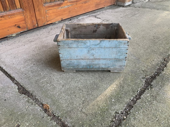 Blaue Kiefernholzbox, 1940er Jahre – Aufbewahrungsschrank (photo 4 of 6)