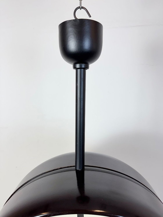 Image 1 of Grote industriële bakelieten dubbelzijdige fabrieksklok van Pragotron, jaren 50