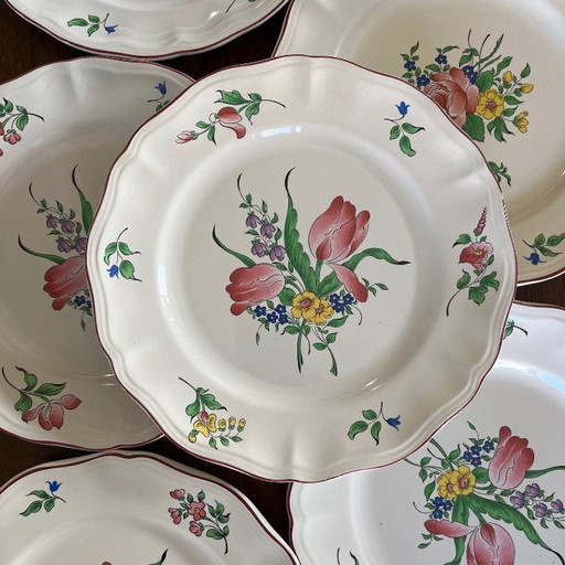 Set of 6 KG Luneville dinner plates – Réverbère model 1950