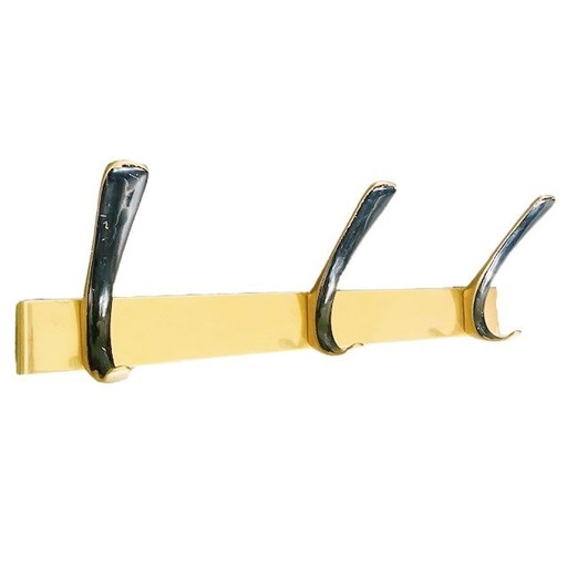 Perchero de pared vintage de metal dorado estilo Hollywood Regency, años 60