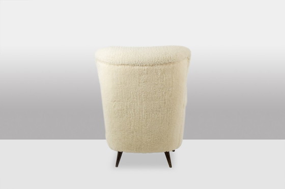 Image 1 of Poltrona, o bergère, con il suo tessuto bouclé. Anni '50