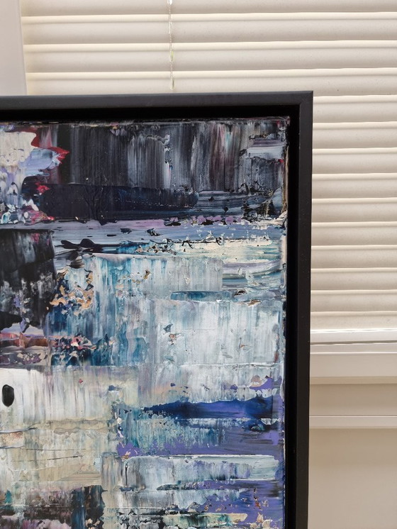 Image 1 of Frances Eckhardt – 70 x 70 cm farbenfrohes abstraktes Gemälde, moderne zeitgenössische Kunst