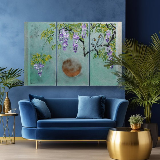 Image 1 of Japanese wisteria J359 - triptych - ready to hang
