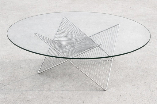 Vintage salontafel met draadframe onderstel