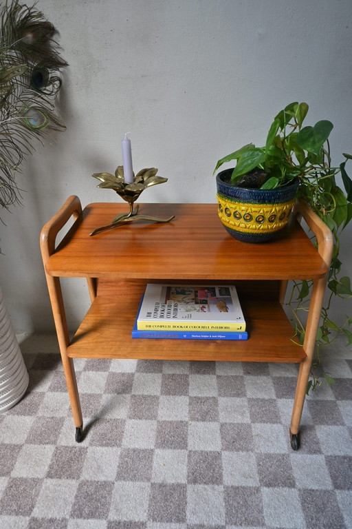 Chariot à revues/table d'appoint en bois