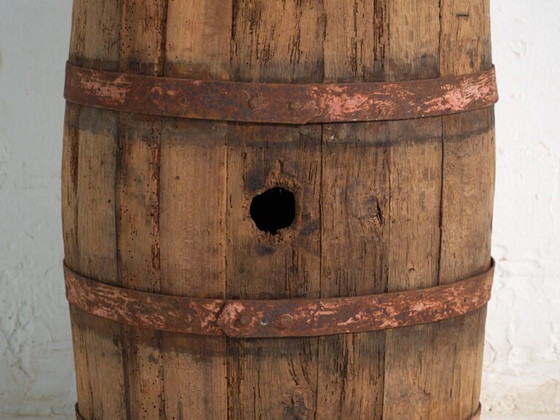 Antico barile in legno con cerchi in ferro, Ungheria, circa 1930, Oggetti decorativi, Rosso, Rustic (foto 31 di 40)