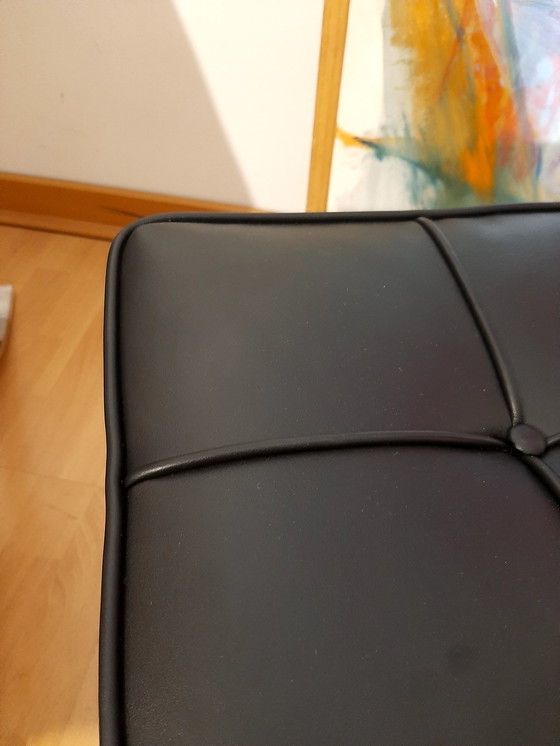 Image 1 of Knoll Set Barcelona New-Never Used Black Leather Design by Ludwig Mies Van Der Rohe and Lilly Reich (1929)