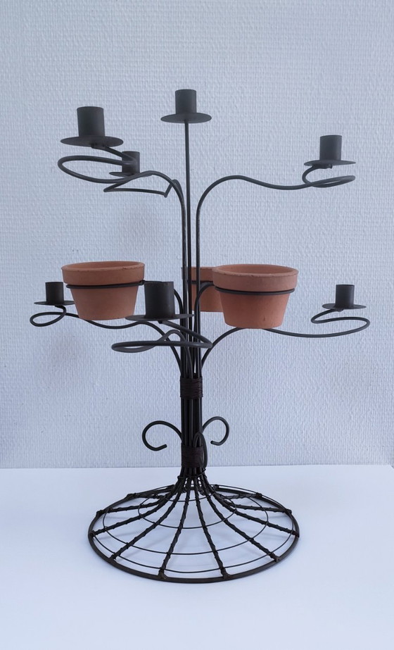 Image 1 of chandelier sept feux métal terre cuite