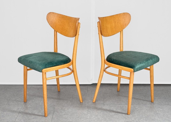 Set of 4 Dining Chairs, Jitona, 1960s, Czechoslovakia, Textile, Wood, Beige (photo 10 of 15)