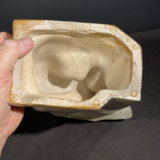 Grande Sculptures en grès salé cuit d'une femme nue endormie par Angelo Hecq pour Roger Guerin, 1930 (photo 10 of 16)