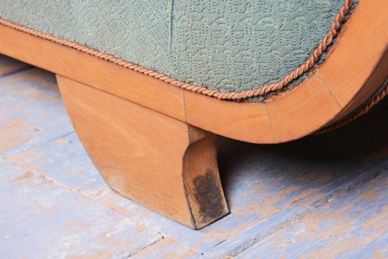 Gerestaureerde art-deco bank, beukenhout, herleefd Pools, Tsjechisch, jaren 1920 – Chaises longue, Textile (photo 6 of 9)