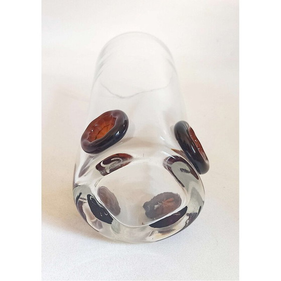 Image 1 of Vintage crystal vase inlaid with buttons, 1970