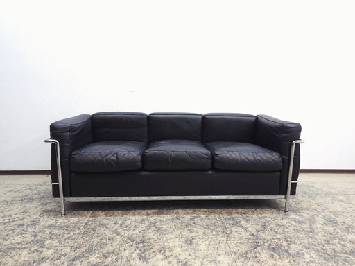 Cassina Le Corbusier LC2 three-seater leather sofa couch
