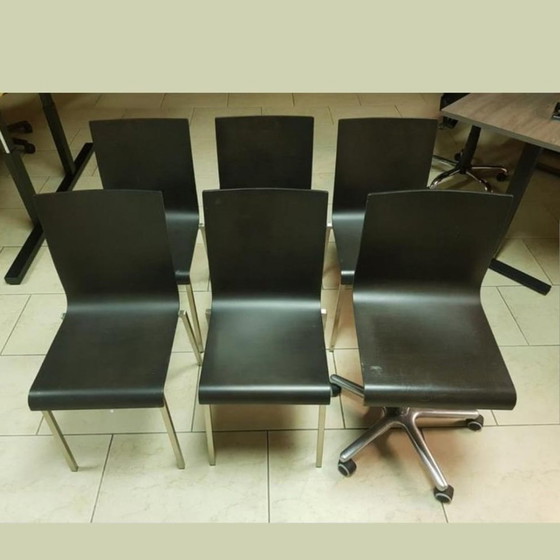 Image 1 of 5 x Pedrali Kuadra 1321 in Eiche Wenge + 1 passender Bürostuhl im gleichen Design