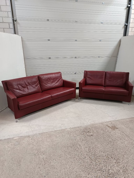 Leolux sofa set Paian 2 seater 3 seat Senso Granata Leather