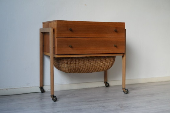 Vintage Sewing Cabinet 60s | Mid-Century | Scandinavian Design, Chest of drawers, Wood, Brown (photo 2 of 9)