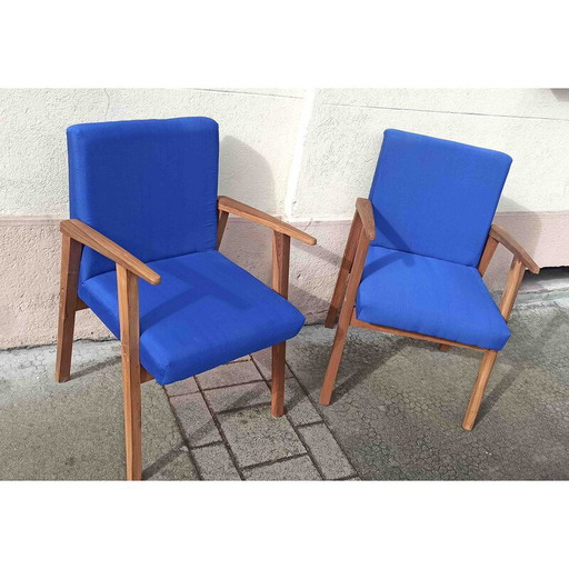 Pair of vintage bridge chairs in solid teak, 1950