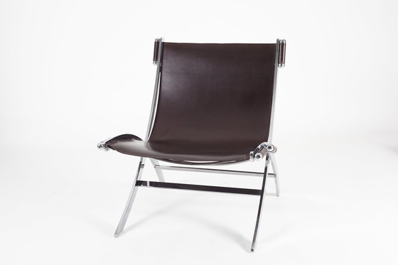 Image 1 of sillón italiano postmoderno de cuero y diseño cromado, años 80