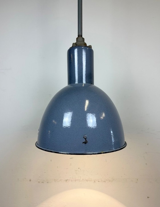 Image 1 of Industriële plafondlamp van grijs emaille van Elektrosvit, jaren 50