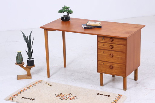 Vintage Teak Schreibtisch aus den 60ern | Mid Century Schubladen Arbeitstisch Bürotisch Tisch Retro Holz #07-70