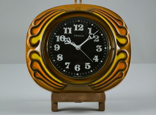 1970 Vintage KIENZLE Fat-Lava Glazed Ceramic Wall Clock - West Germany Wave-Like Wall Clock.