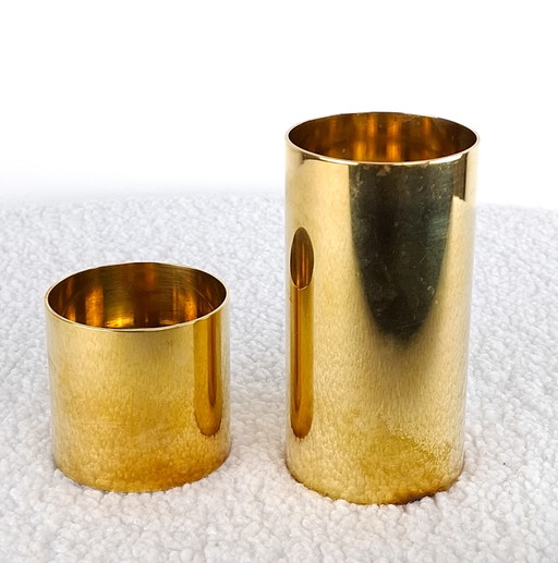 2x Vintage Kandelaren Messing Mid Century Modern Design – kandelaars en kaarsen, Brass, Metal (photo 2 of 7)
