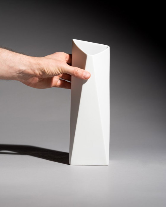 Image 1 of Vaso in porcellana bisquit Rosenthal TRIO di Achim Haigis Scultoreo e Geometrico