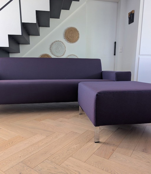 Gelderland 6511 3-seater purple + ottoman