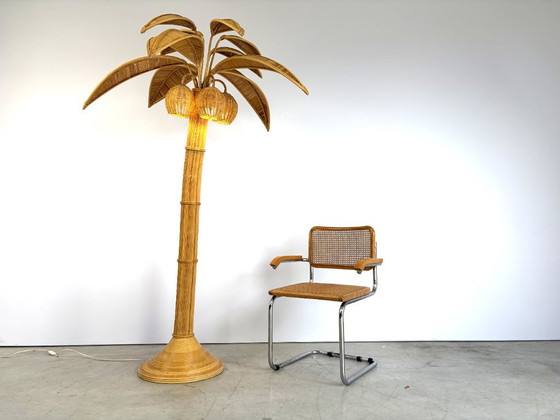 Lampada da terra vintage a palma, anni '70 - di Mario Lopez Torres, Lampade da terra, Rattan, Beige (foto 4 di 12)