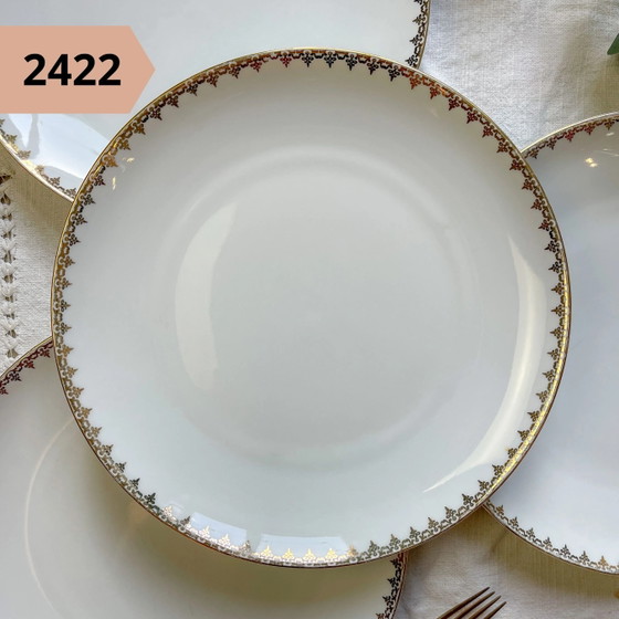 White Vintage Gilded Porcelain Plate, Sold Individually – Crockery, Retro (photo 7 of 10)