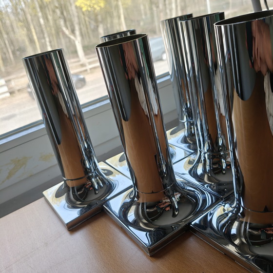 Image 1 of Set of 6 Large Staff Leuchten Chrome Wall Lamps – Space Age Design, Germany 1970s