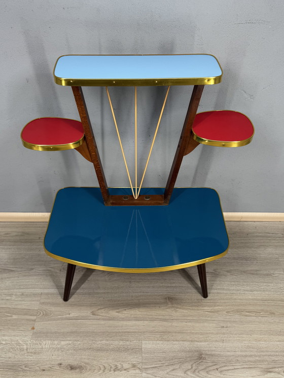 Image 1 of Vintage Formica Mid-Century Plantentafel met Space Age vibes