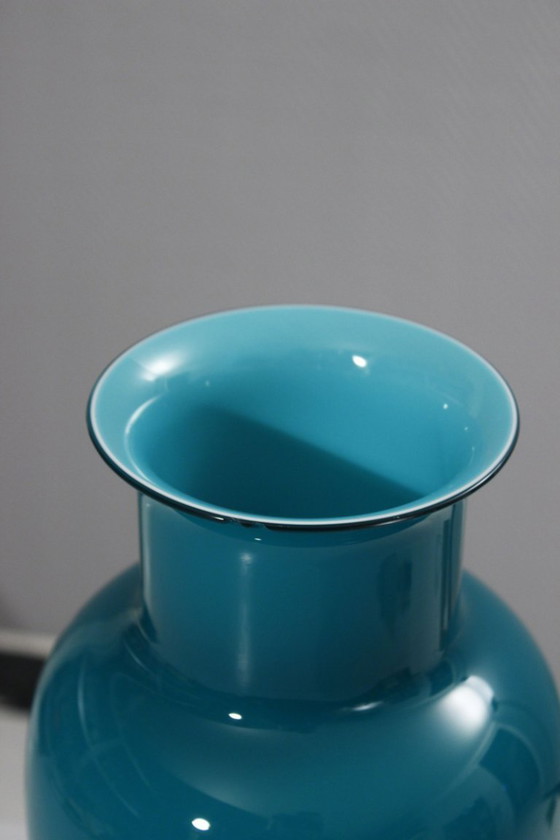 Image 1 of Ezio Rizzetto De Majo Murano - Large turquoise blown glass vase 1995