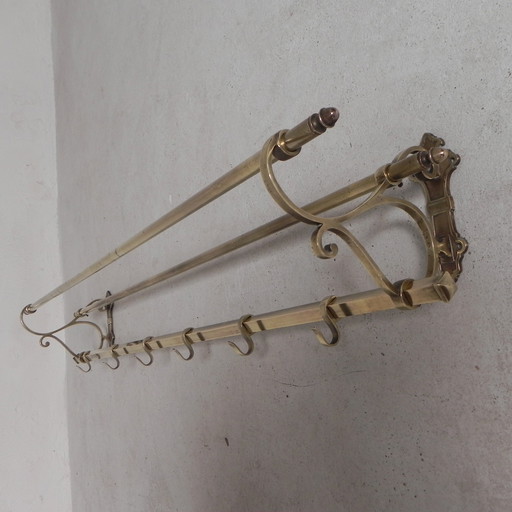 Brass Art Deco wall coat rack, 136 cm wide