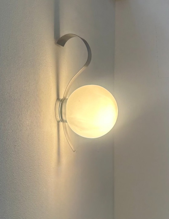 Image 1 of Applique vintage, vetro opalino e metallo spazzolato, Francia, 1960