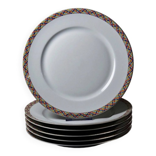 Set mit 6 flachen Tellern aus Limoges-Porzellan CH. Field Haviland Vintage.
