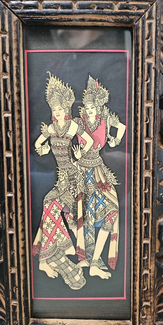 Image 1 of Vintage Balinese print in originele lijsten