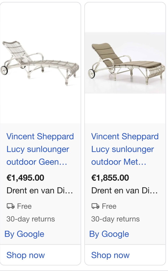 Image 1 of 2 ligstoelen + tafeltje en kussens Vincent Sheppard