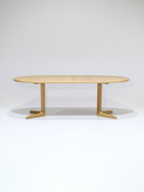 Image 1 of Extendable round dining table oak Skovby Danish vintage