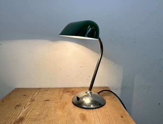 Image 1 of Lampada da tavolo vintage in smalto verde, anni '50
