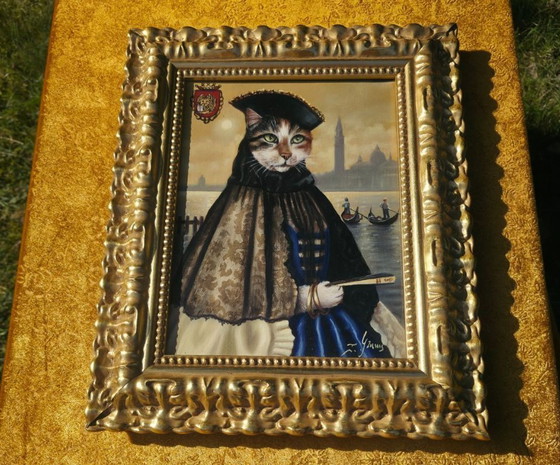 Dipinto Ritratto di Gatto Veneziano | Arte Originale Incorniciata | Decorazione Murale – Dipinti e disegni (photo 5 of 9)