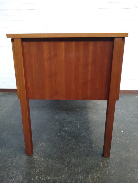 Image 1 of vintage desk with 3 drawers and 1 cupboard