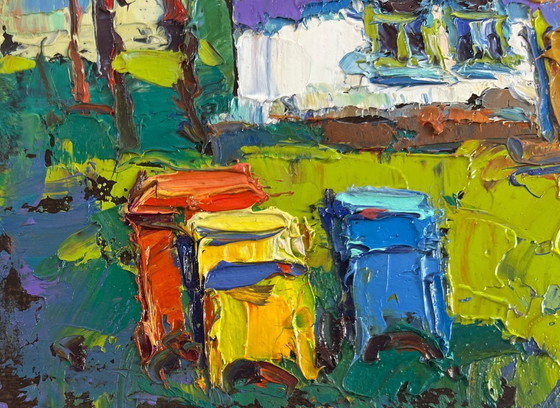 Image 1 of Original Oil Painting Summer Village Landscape Near the house - a life of its own