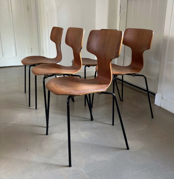 Image 1 of Set di 5 sedie ‘Hammer’, design di Arne Jacobsen per Fritz Hansen, Danimarca, 1969