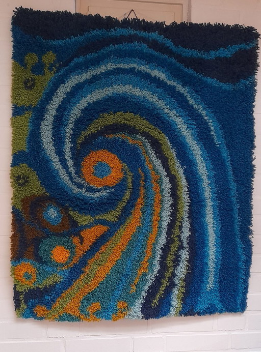 70er Jahre Hochflor Wandteppic, Space Ageh