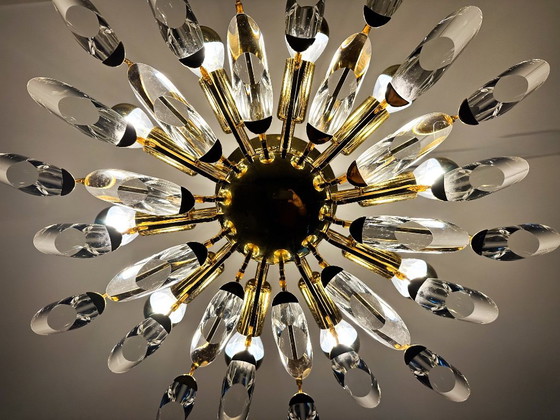 Plafonnier vintage Stilkronen, Lustres, Métal, Cristal, Doré, Mid Century Modern (photo 7 sur 11)